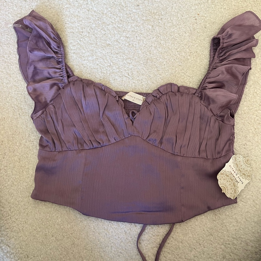 Purple Ruffled Crop Top